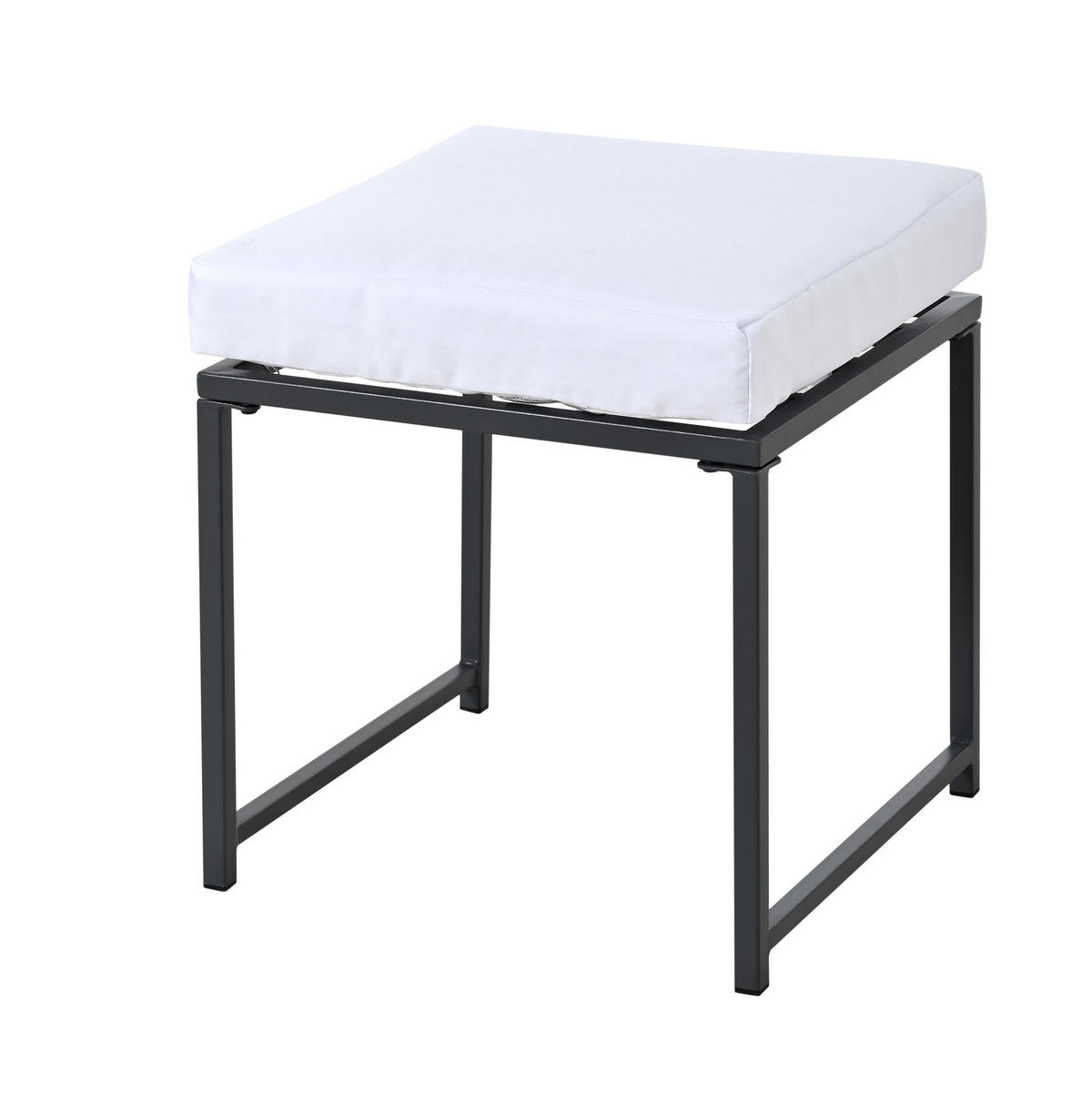 LOUNGEGARNITUR 117/117 cm Schwarz/Weiß aus Metall mit Hartglas 7er Set - Schwarz, Metall - OKMYHOME