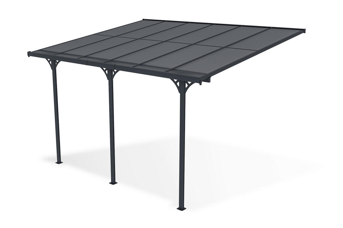 PERGOLA / CARPORT Kleo Grau 4m x 3m - Grau, Metall (374/270/300cm) - Cazeboo