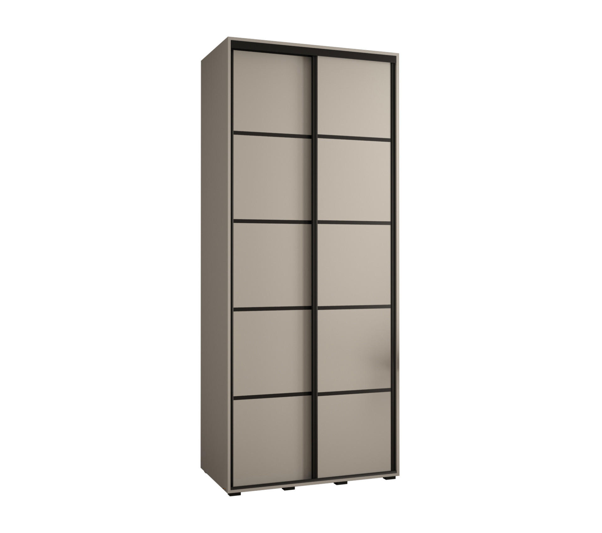 SCHWEBETÜRENSCHRANK 235,2/120/45 2-türig - Kaschmir/Schwarz, Holz/Metall (120/235.2/45cm) - MÖBEL KRYSPOL