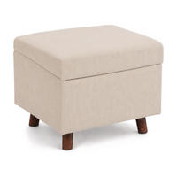 TABURET Bej catifea reiată cu spațiu de depozitare 40 cm - bej, material textil/compozit lemnos (46/40/40cm) - Relaxdays