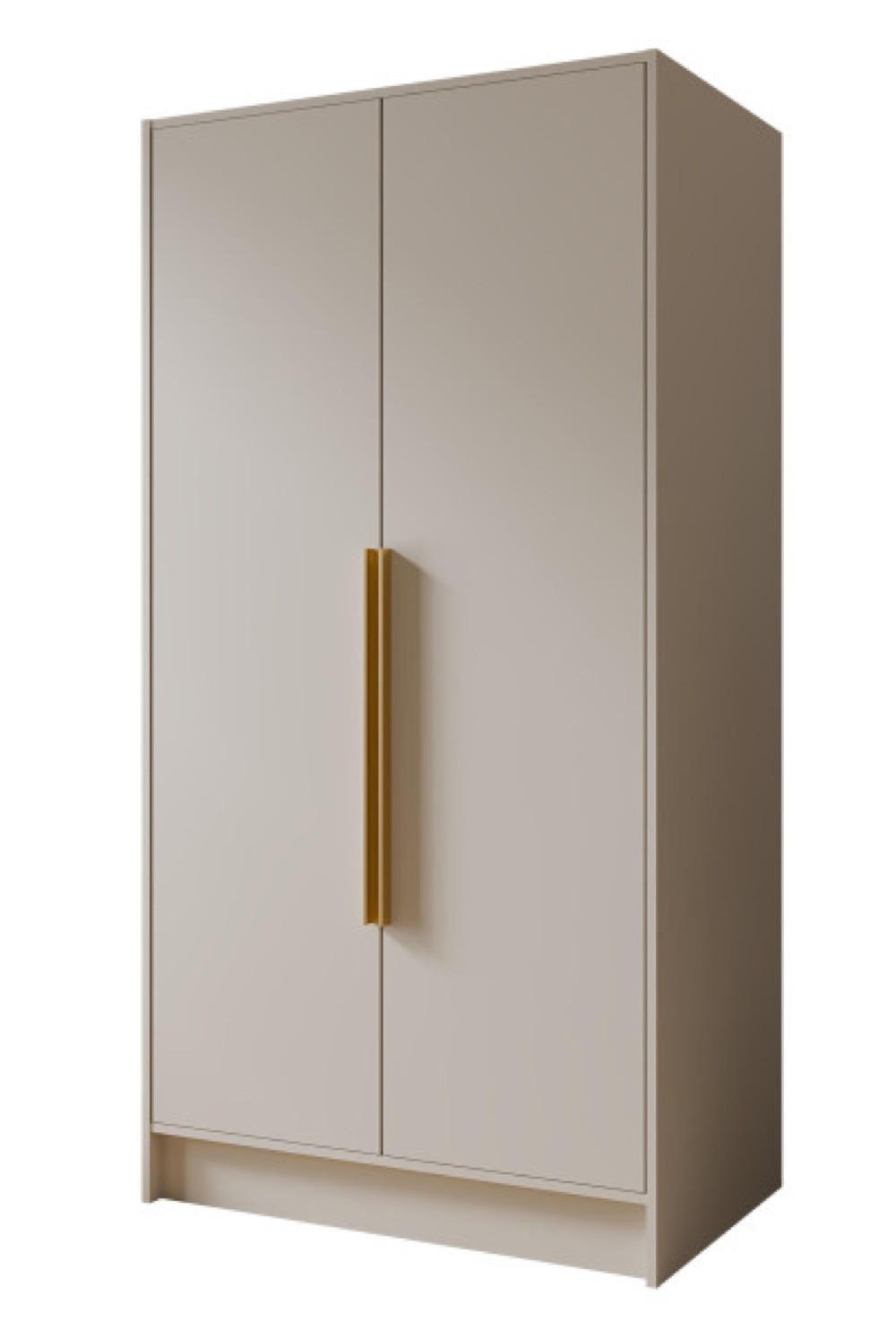 SCHRANK Kaschmir ORTO 100 g Glatt Ohne Spiegel Mit Goldenen Griffen - Ecru/Goldfarben, Holzwerkstoff (102/200/51cm) - Sepro Meble