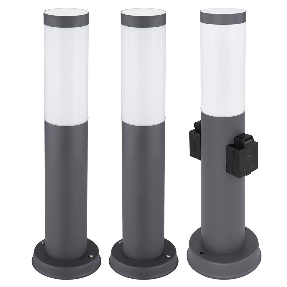 WEGELEUCHTE BOSTON Edelstahl Anthrazit 3er Set - Anthrazit, Kunststoff/Metall (12.7/45/12.7cm) - Globo Lighting