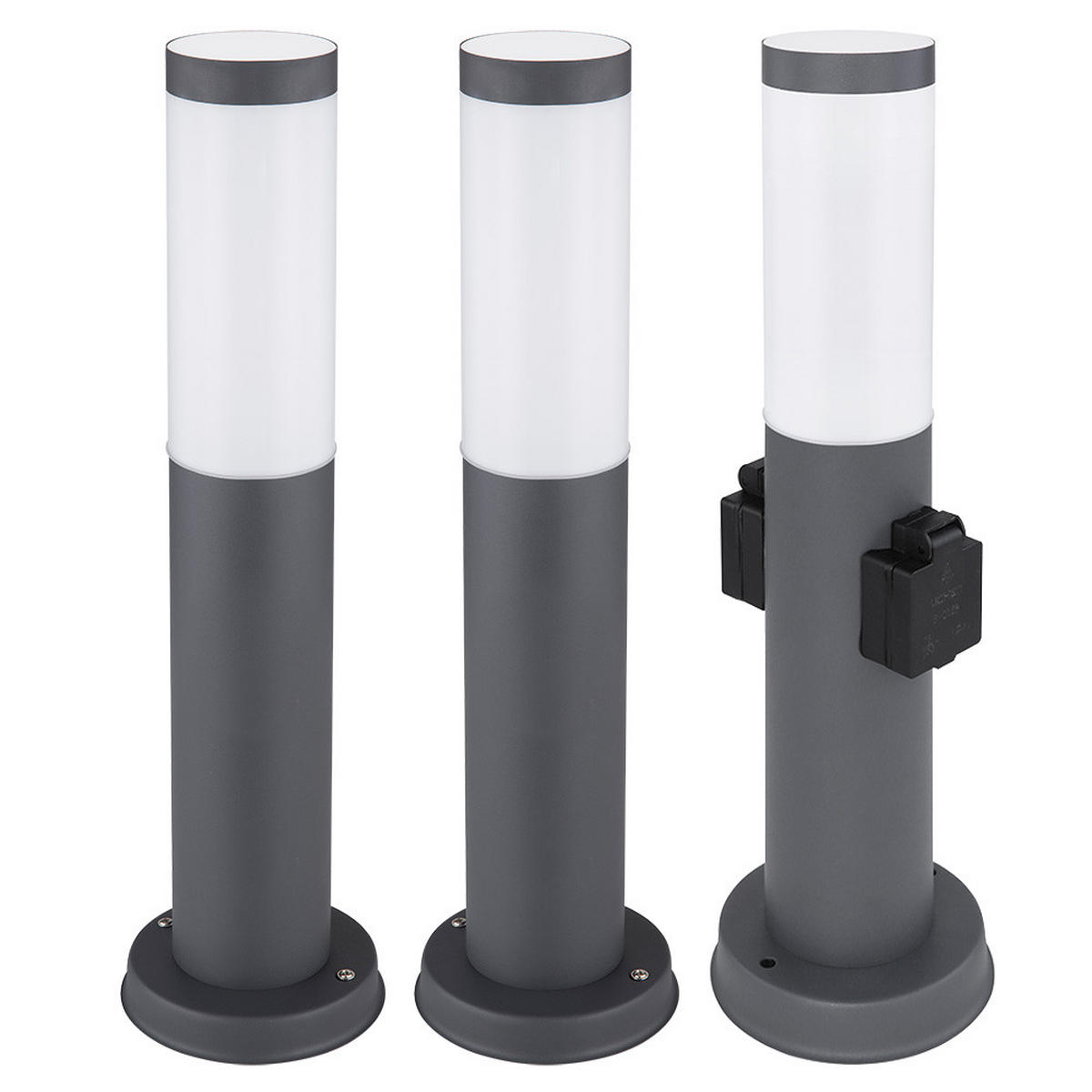 WEGELEUCHTE BOSTON Edelstahl Anthrazit 3er Set - Anthrazit, Metall (12.7/12.7/45cm) - Globo Lighting