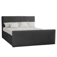 BOXBETT Mit Bettkasten Und Topper TRENTO Stoff Plüsch Cord 160x200 cm Graphit H2-Pocket - Graphitfarben, Holz/Textil (160/200cm) - Kaiser Möbel