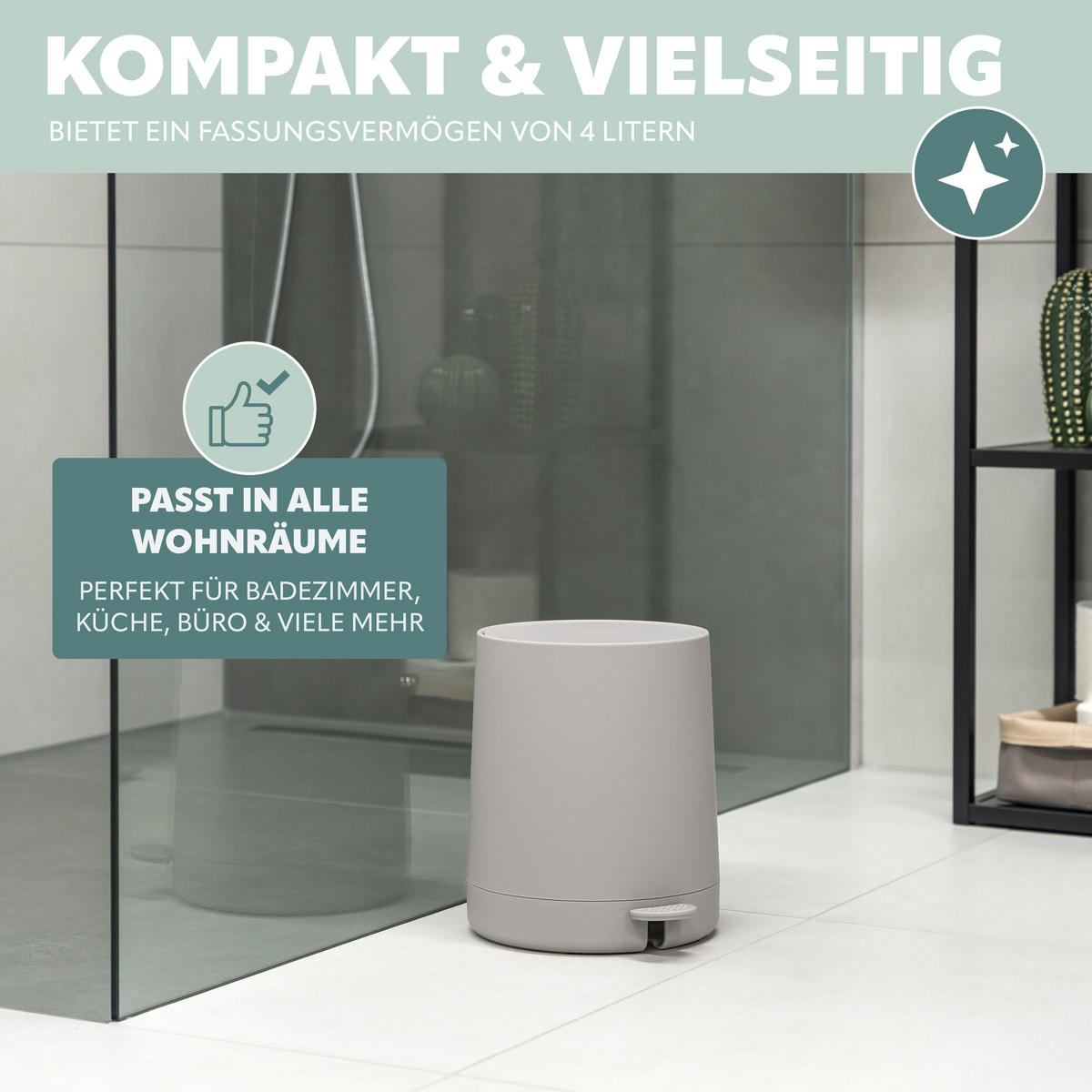 KOSMETIKEIMER TESERO, Kunststoff, taupe - Taupe, Kunststoff (22.5/25.5/25cm) - eluno
