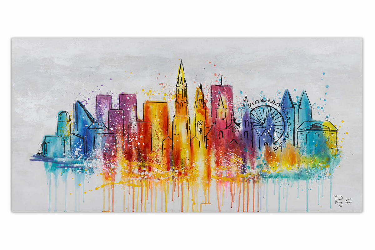 ACRYLBILD HANDGEMALT 120/60 cm - Multicolor/Grau, Holz/Textil (1.7/60cm) - KUNSTLOFT