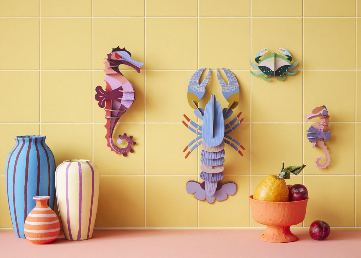 WANDDEKO Seepferdchen 3.5/18.5 cm - Multicolor, Wellpappe (3.5/18.5/8cm) - KUNSTLOFT