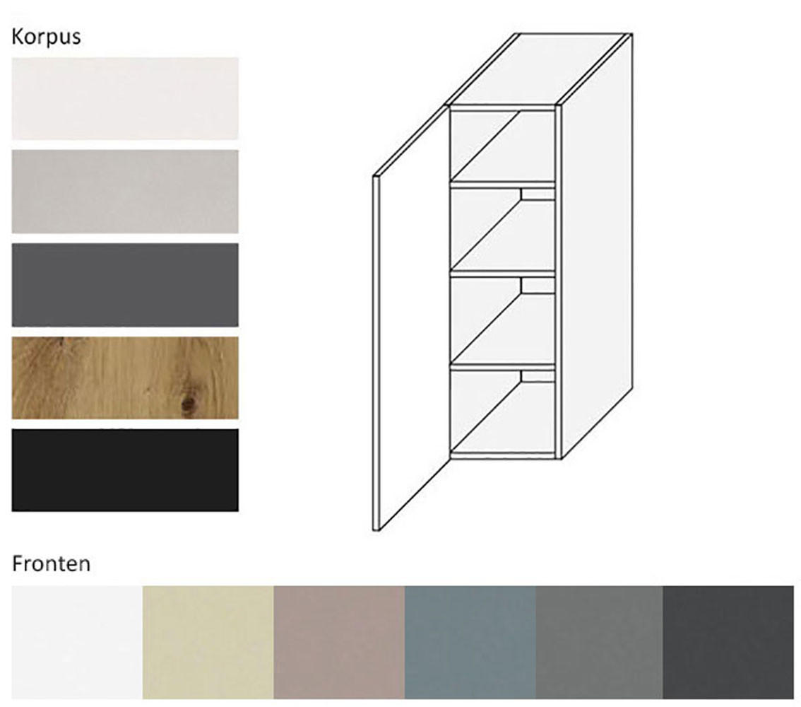 KÜCHENHÄNGESCHRANK Kvantum W4/20 Weiß Matt / Grau Matt 20 / 32,5 / 96cm - Creme/Grau, Holz/Holzwerkstoff (20/96/32.5cm) - Feldmann-Wohnen