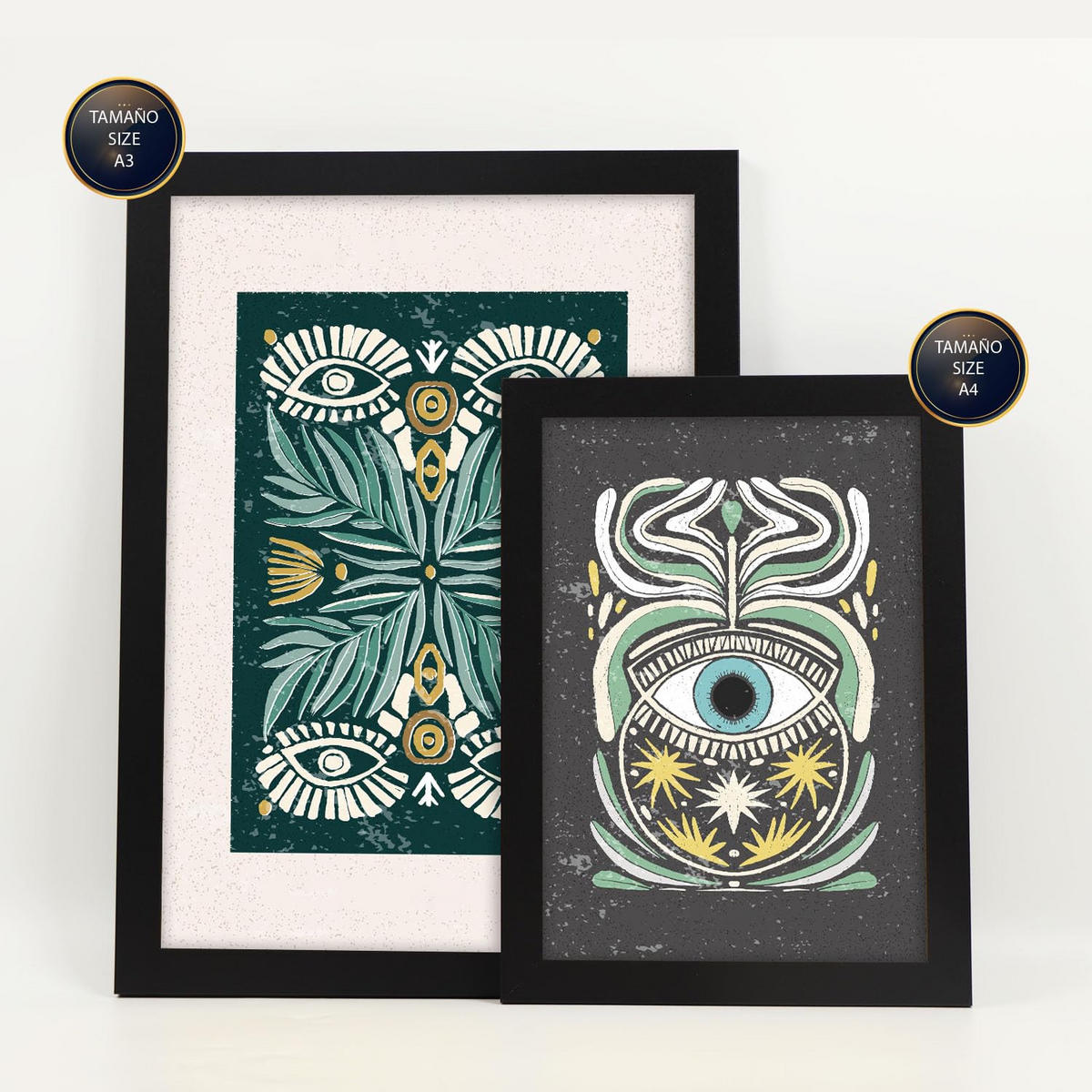 POSTER Set Mit 6 Drucken Von Augen In Der Sammlung Von Ethnischenen Ästhetische Dekorative Rahmen Für Zuhause Wandkunstdruck A3 & A4 Schwarzer Rahmen - Schwarz, Papier (29/3cm) - Nacnic