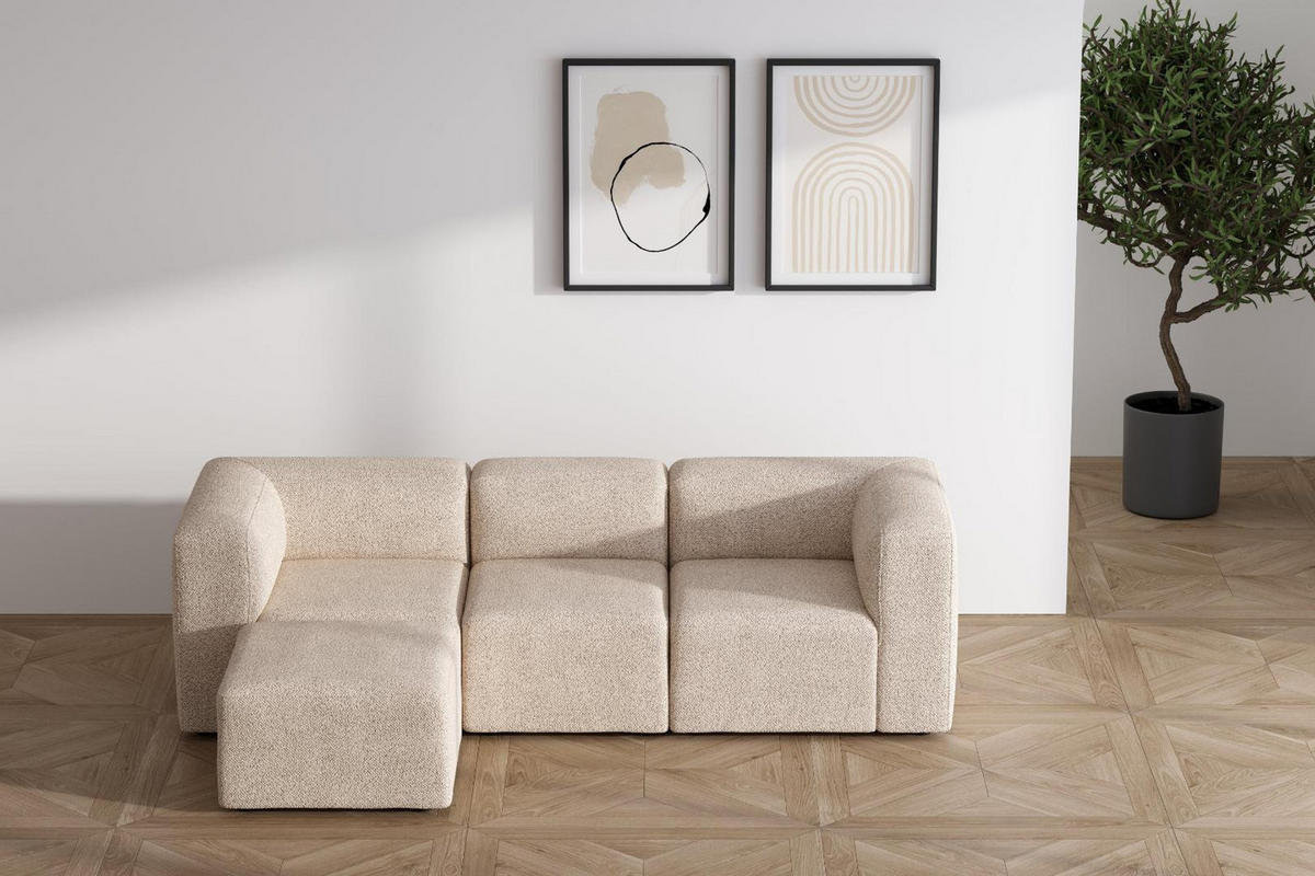 CHAISELONGSOFA Cubic Stoff Beige - Beige, Textil (257/64/164cm) - ebuy24