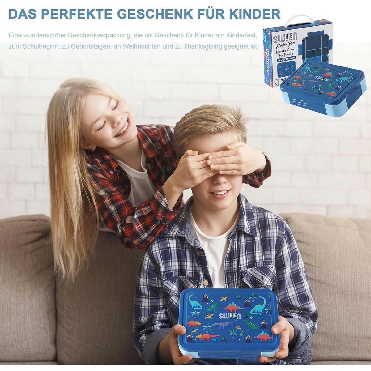 BROTDOSE Kinder 6 Fächer 1300ml Blau - Blau, Kunststoff (168/40/224cm)
