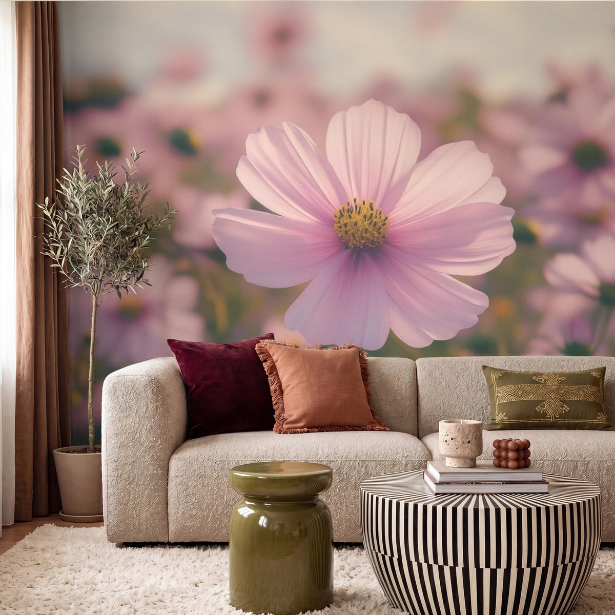 TAPETE - Blumen - Lila - Unscharf - 260x220 cm - Rosa, Papier (260/220cm) - OnlyWow