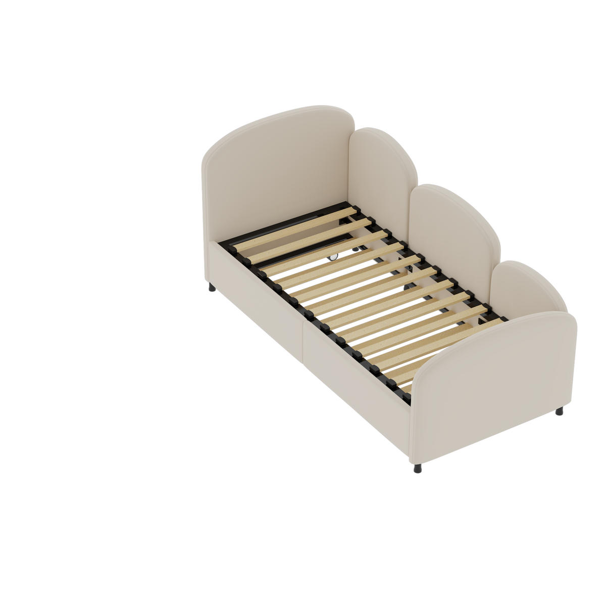 KINDERBETT 90/200 cm aus Metall und Samt mit Blumenform und Schublade Beige - Beige, Textil (90/200cm) - Modenvie