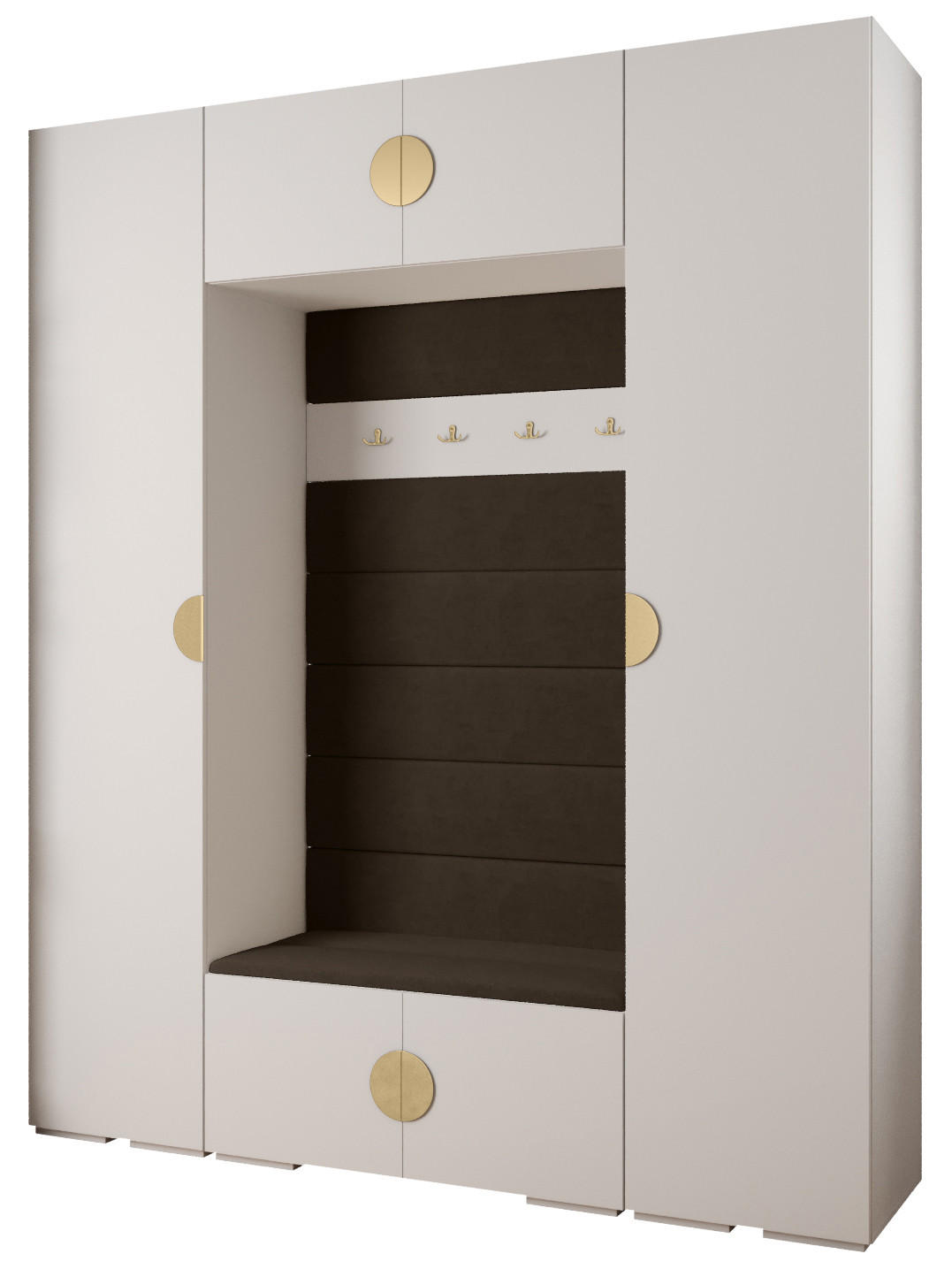 GARDEROBEN-SET 236,7/200/47 - Goldfarben/Weiß, Holz/Kunststoff (200/236.7/47cm) - Abiks Möbel