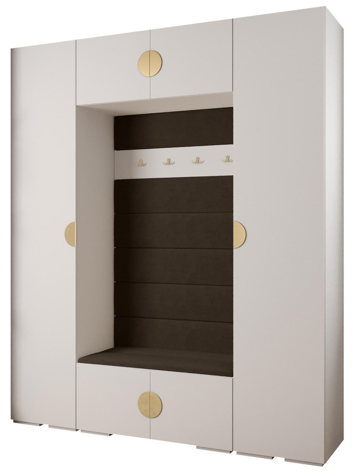 GARDEROBEN-SET 236,7/200/47 - Goldfarben/Weiß, Holz/Kunststoff (200/236.7/47cm) - Abiks Möbel