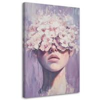 WANDBILD frau porträt blumen abstraktion - Lila, Textil (70/100cm) - Feeby