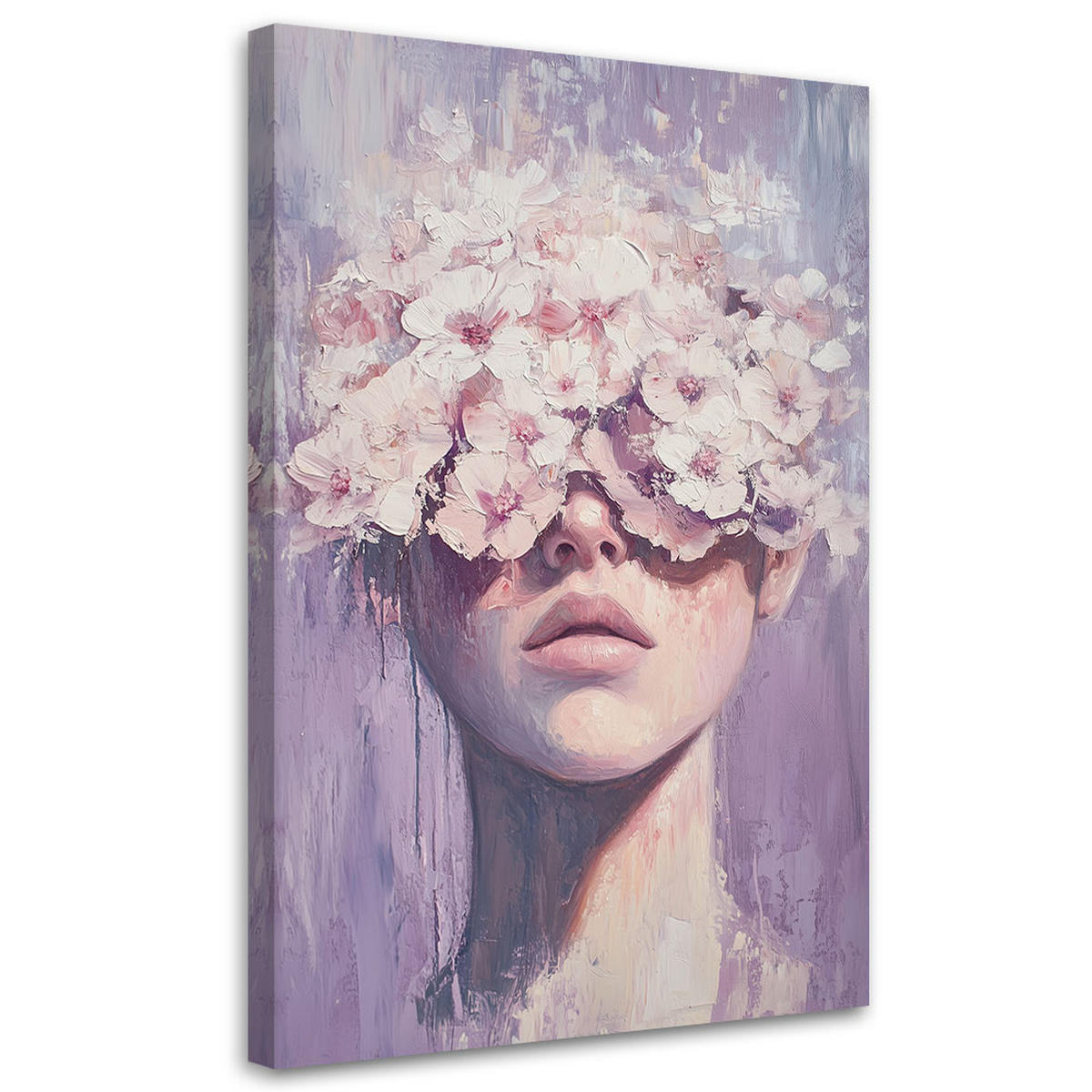 WANDBILD frau porträt blumen abstraktion - Lila, Textil (70/100cm) - Feeby