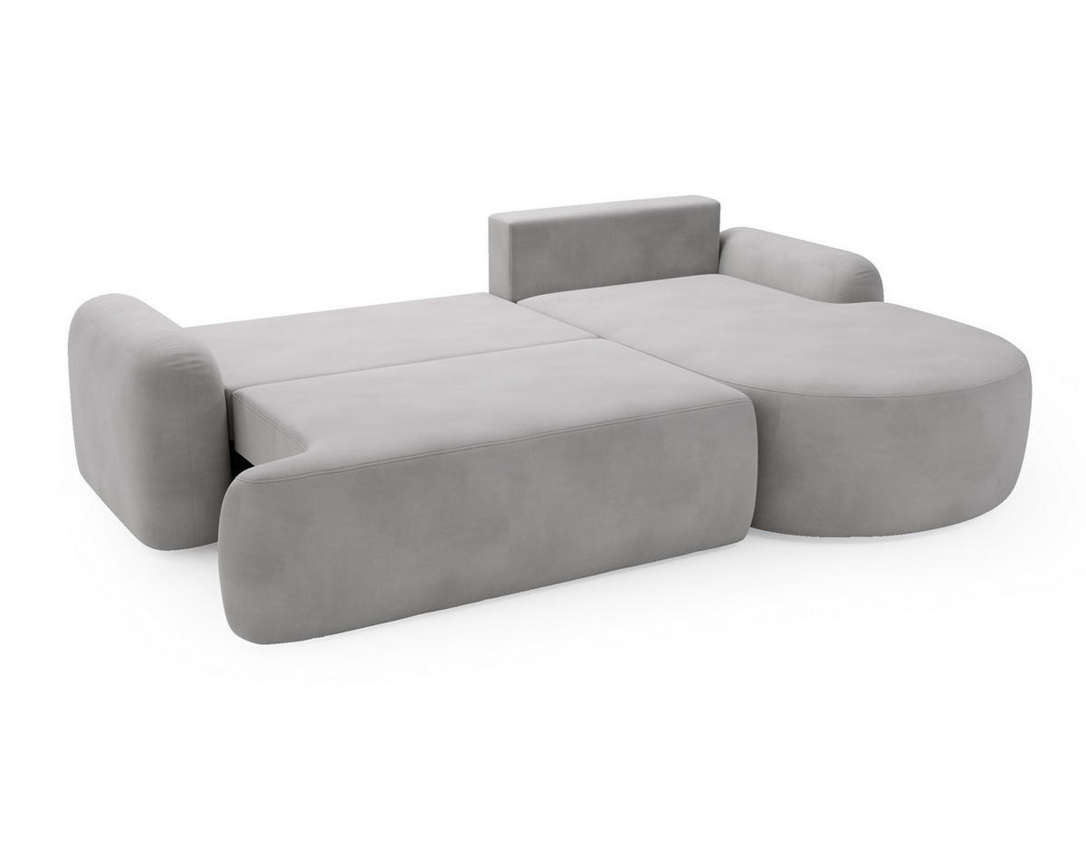 ECKSOFA Cloudy Hellgrau, Sofa aus Velourstoff mit Kissen, rechte seite - Hellgrau, Holzwerkstoff/Textil (261/177cm) - Bettso