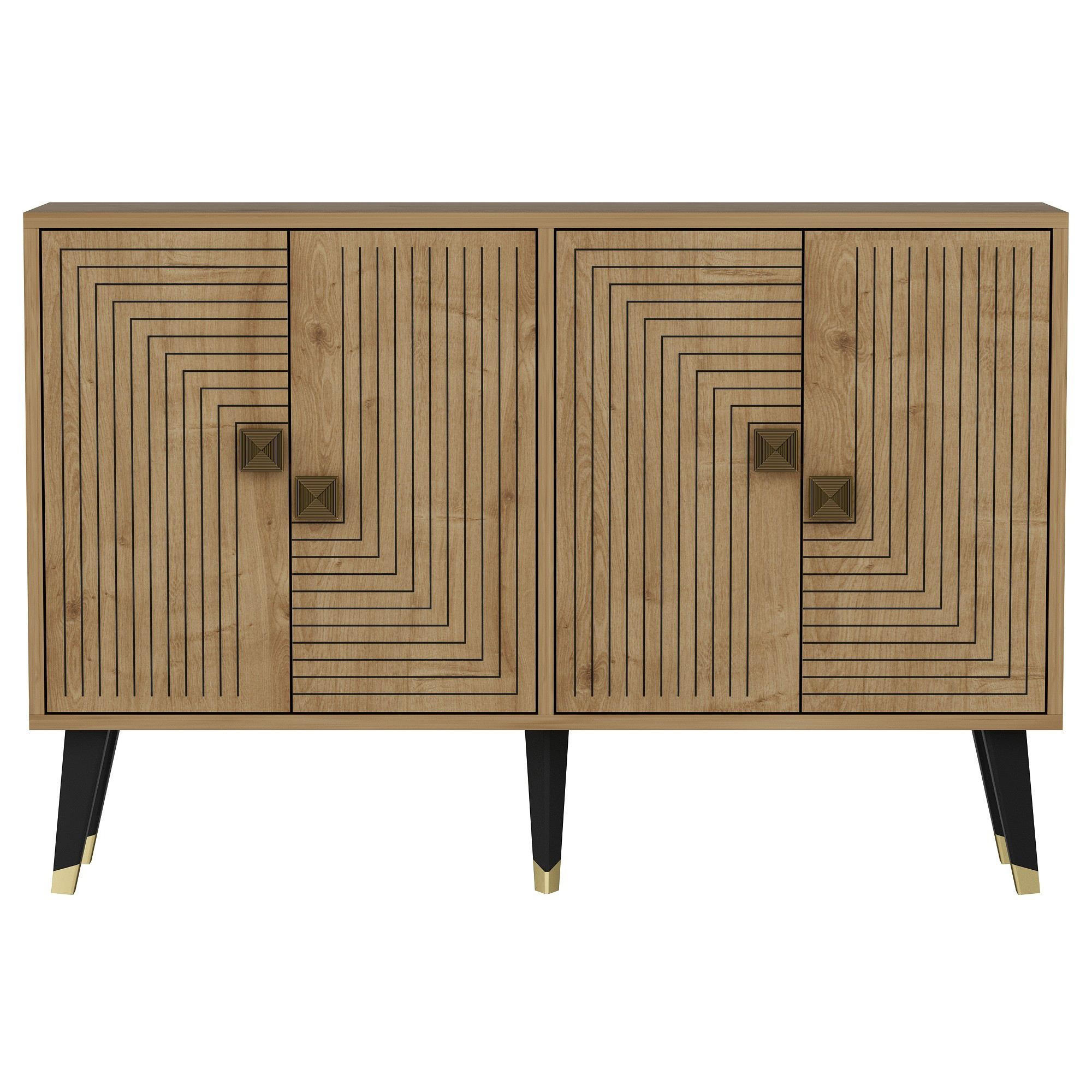 BUFFETSCHRANK ahart Braun - Eichefarben/Goldfarben, Holzwerkstoff (120/80/30cm) - Habitat Garten