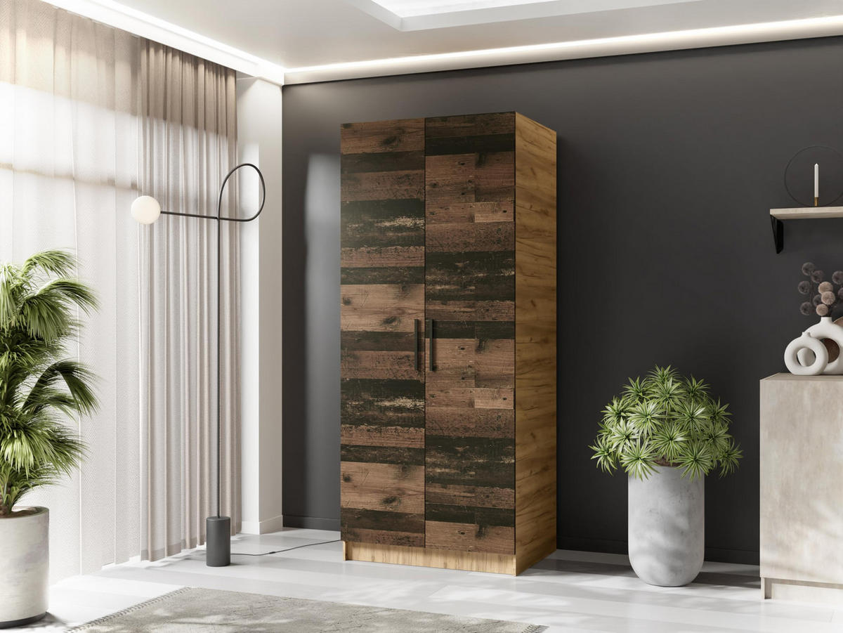 ŠATNÍ SKŘÍŇ GOLD Dub Craft & Old Style - medově dubová/hnědá, kompozitní dřevo (78/205/52.5cm) - Kier Furniture