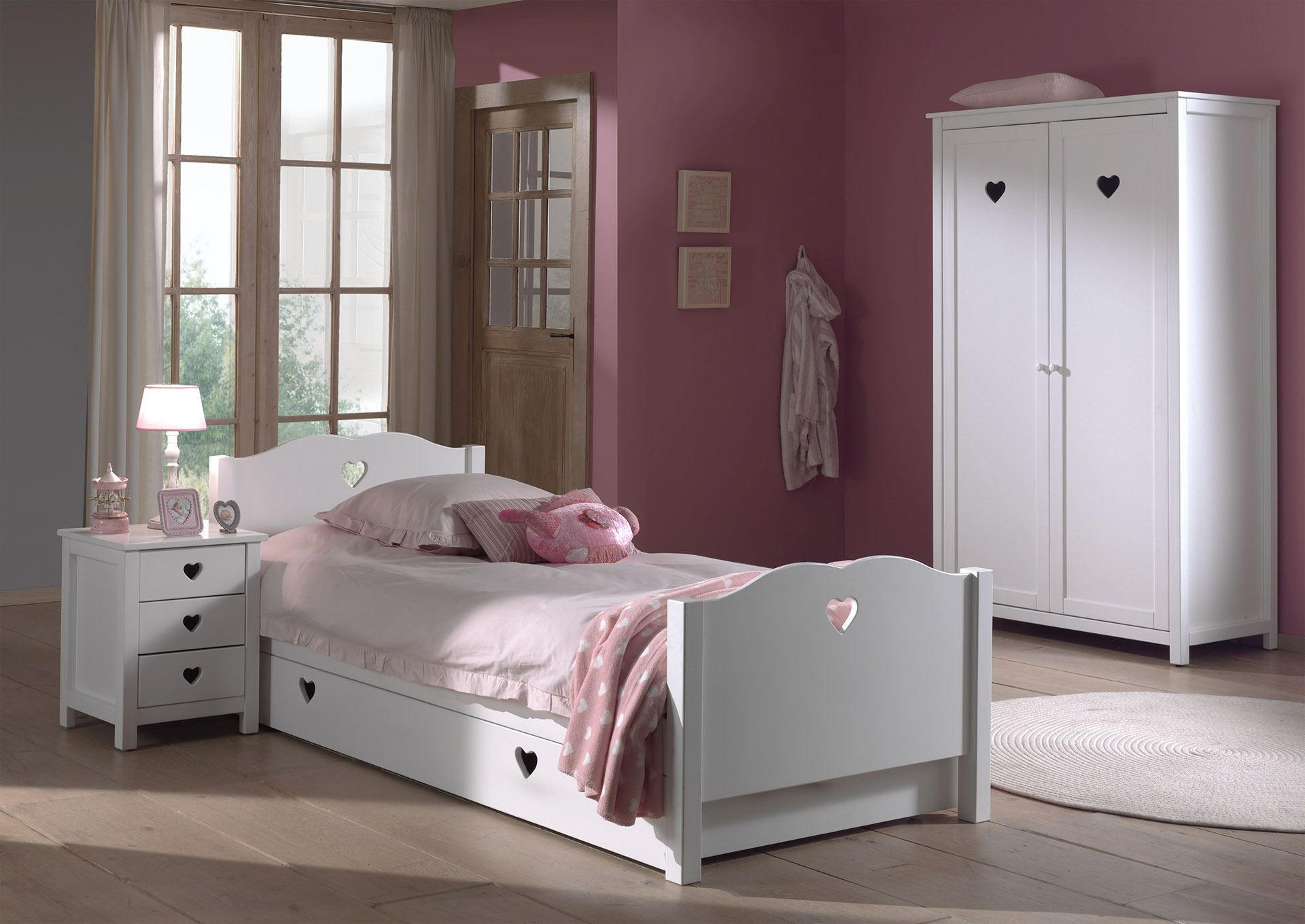 KINDERZIMMER Kamila 3 weiß aus MDF mit Bett, Schrank und Nachtkonsole - Weiß, Holzwerkstoff (320/80/120cm) - 58aufmkessel