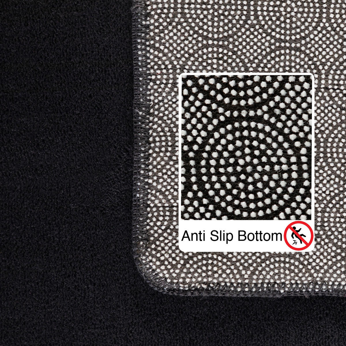 TEPPICH Kurzflor Uni-Farbe Microfaser Antirutsch Wohnzimmer waschbar Schwarz Rechteckig 200x290 - Schwarz, Textil (200/290cm) - KADIMA DESIGN