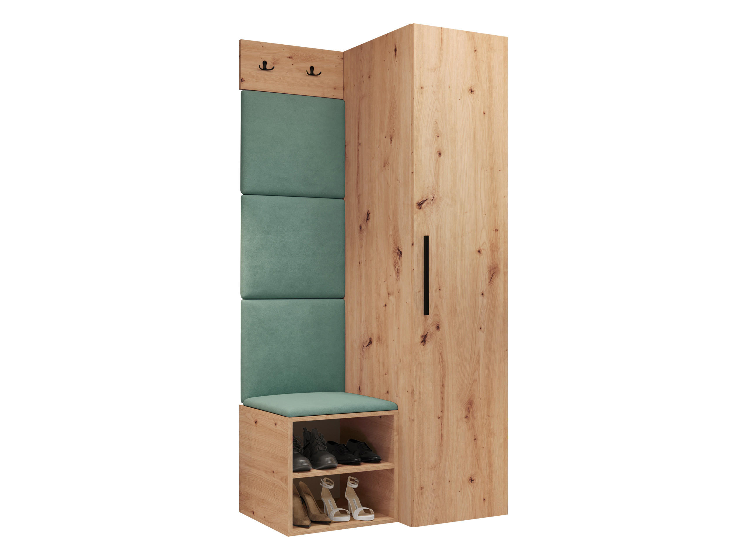 GARDEROBEN-SET Medi III - Schwarz/Eiche Artisan, Holzwerkstoff/Kunststoff (40/191/50cm) - MIRJAN24