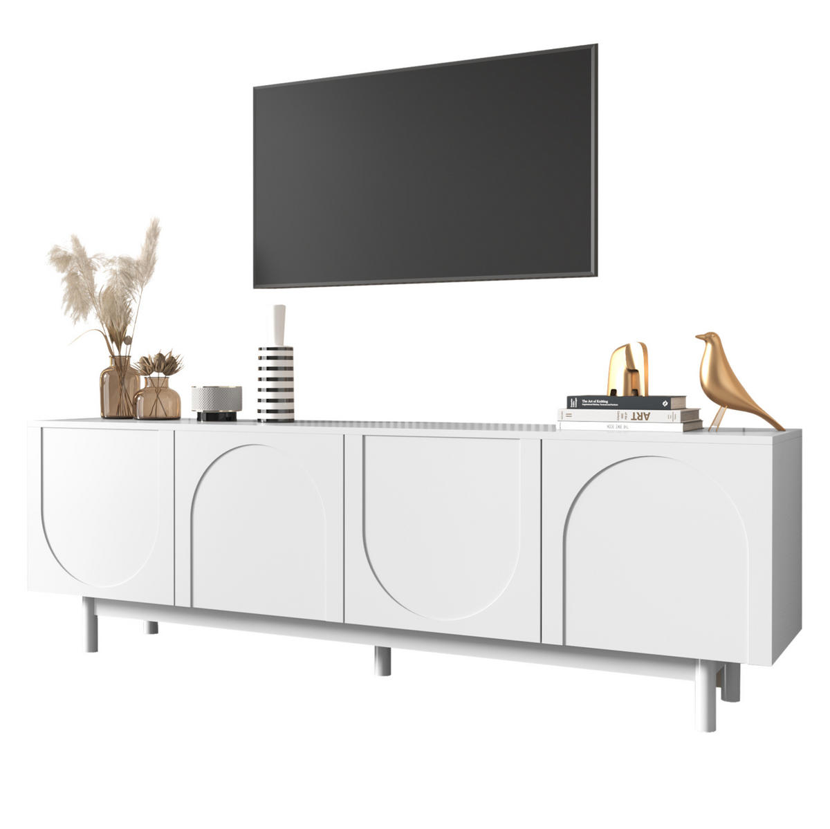 TV-SCHRANK in Weiß mit 4 Türen und verstellbaren Einlegeböden 175/38/56 cm - Weiß, Holzwerkstoff (175/56/38cm) - Redom