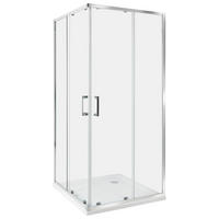SPRCHOVÝ KOUT 90/90/185 cm Stříbrný Tela - stříbrná/průhledná, sklo (90/90/185cm) - Beliani