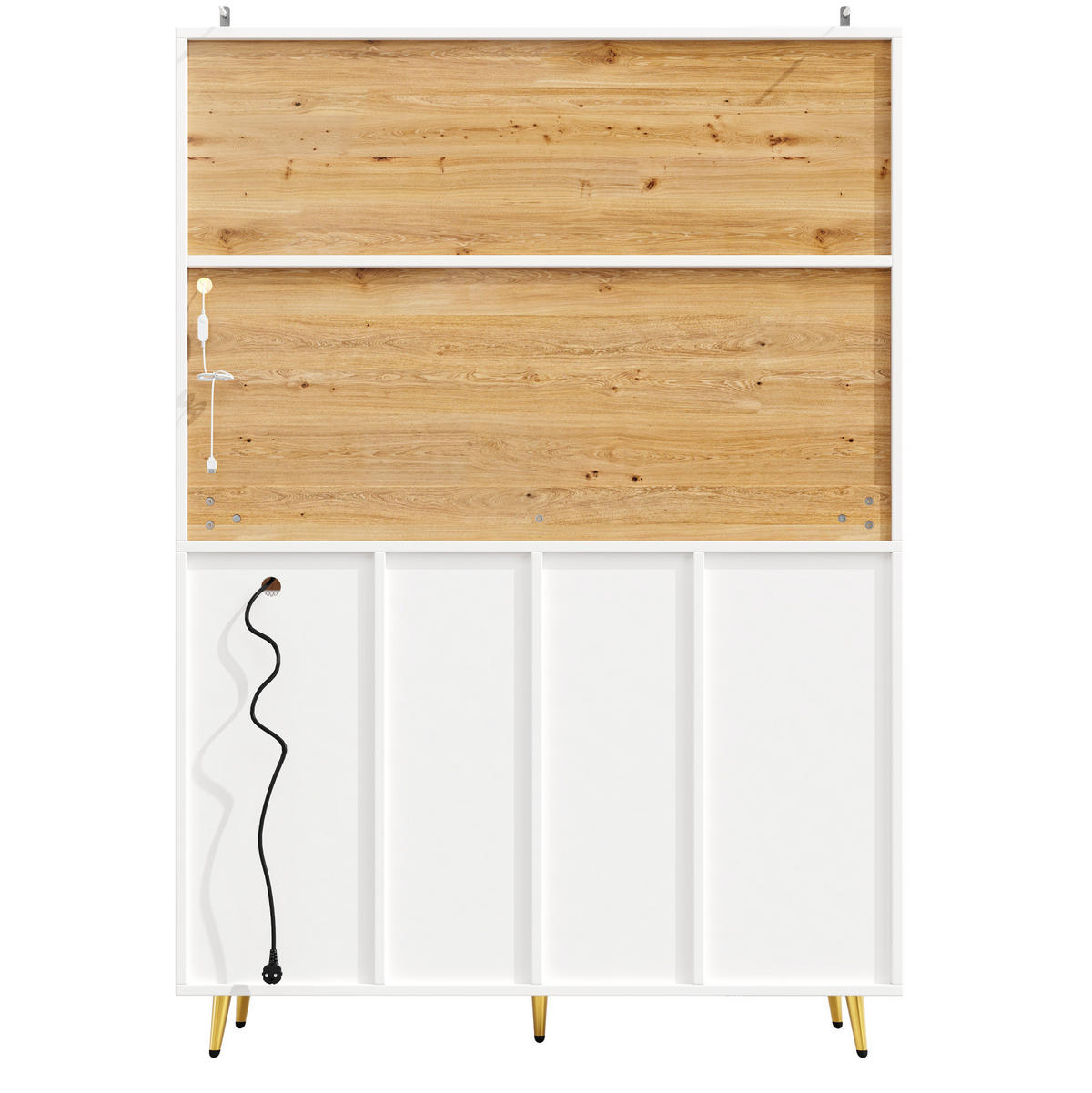 KOMODA, 120/40/170 cm, MDF bijela/dekor drveta, s LED rasvjetom i utičnicom - bijela, drvni materijal (120/170/40cm) - BEAOK