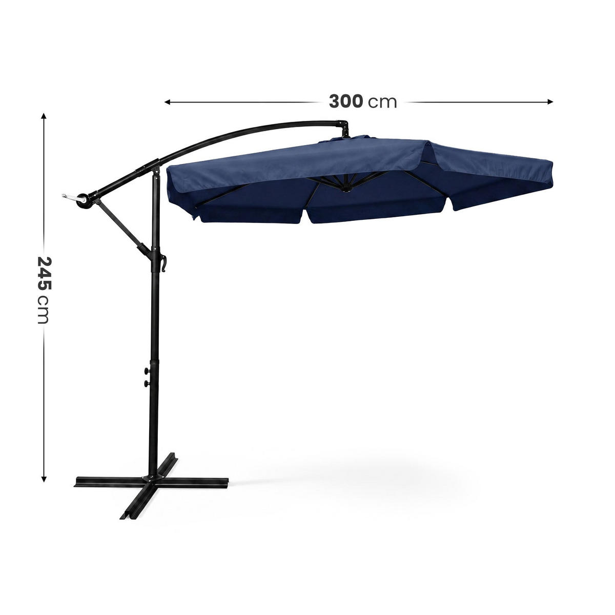 SONNENSCHRIM Marine 245/300 cm - Schwarz/Dunkelblau, Metall (300/300cm) - Akord