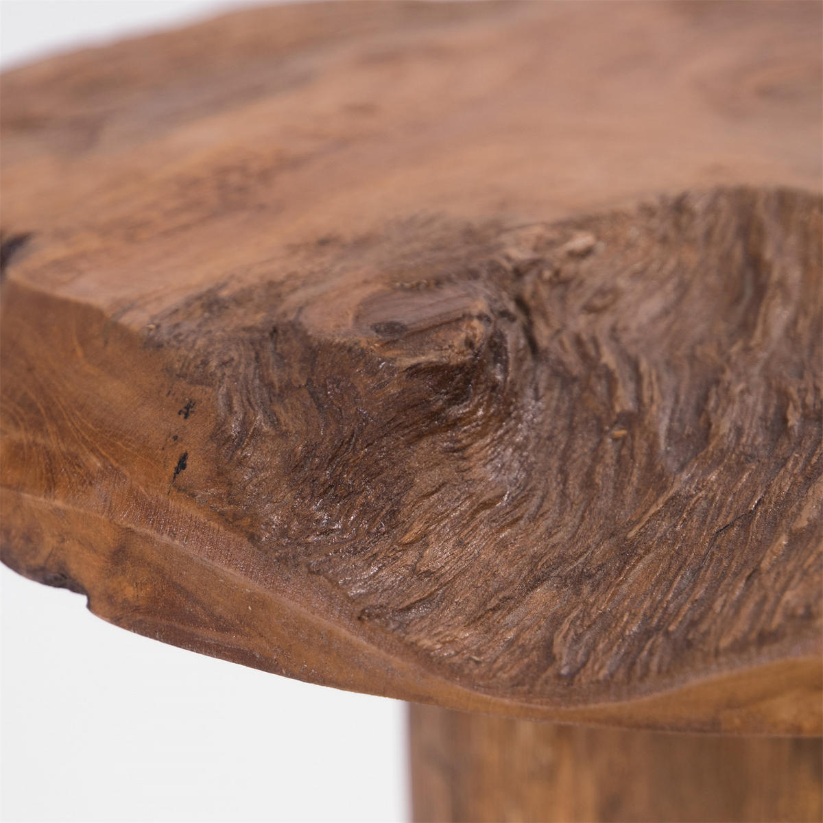 HOCKER Mushroom Teak Wurzelholz massiv naturfarben - Naturfarben, Holz (30/47/30cm) - CREEDWOOD