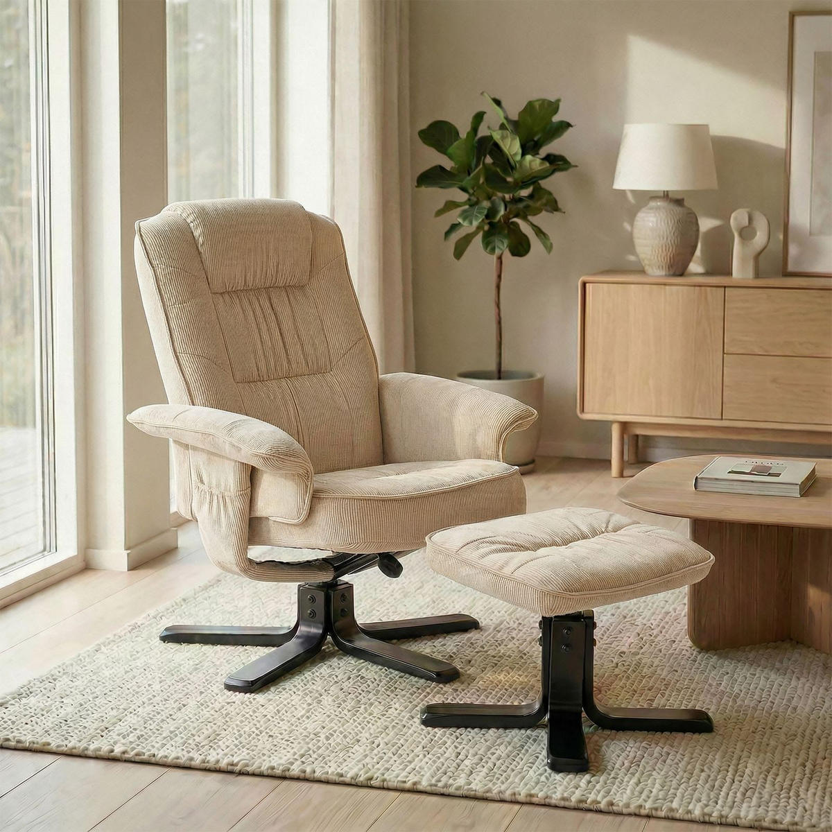 RELAXSESSEL CHARLY - Beige/Schwarz, Textil (76/87/61cm) - IDIMEX