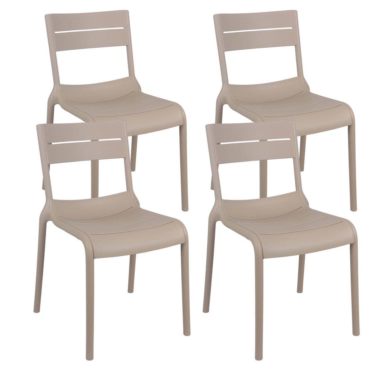 GARTENSTUHL 4-tlg., Elfenbeinfarbe - Creme, Kunststoff (54/50cm) - Oviala