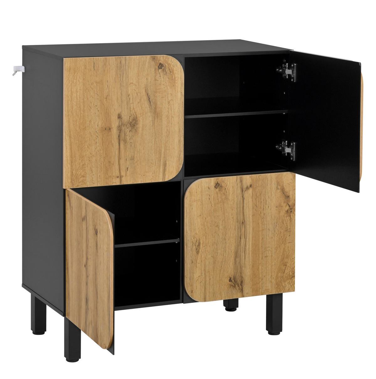 SCHUHSCHRANK mit 4 Türen 80 x 38,5 x 95 cm MDF Black/Natural - Braun, Holz (38.5/95/80cm) - Beauniv