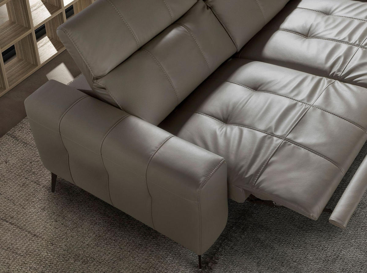 SOFA Klassisch Grau Schwarz 176/110/98 cm - Grau, Leder/Metall (176/98/110cm) - ANGEL CERDA