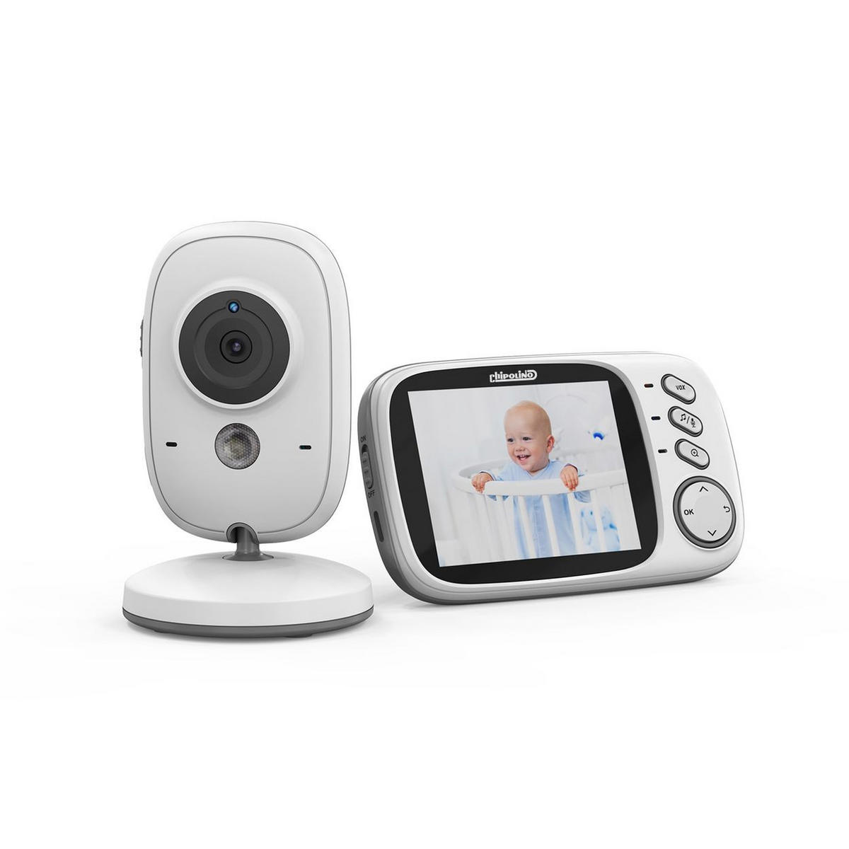 BABYPHONE Polaris+ Kamera 3,2" weiß IPS LCD Display Temperatursensor Alarm - Weiß, Kunststoff - Chipolino