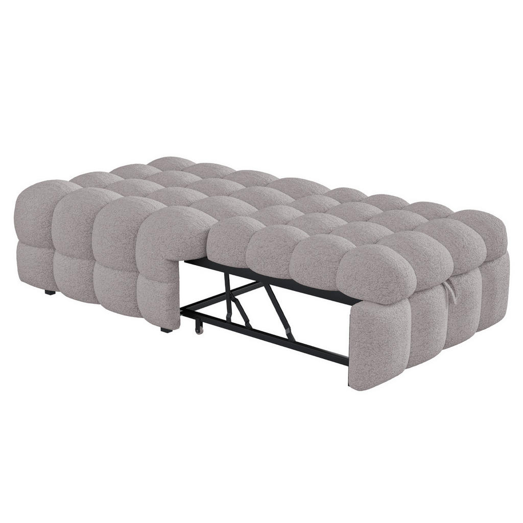 Redom ROZKLÁDACÍ pohovka 183/76/42 cm 2 v 1 rozkládací na lehátko, měkký povrch imitující beránčí kůži, bez matrace, Šedá