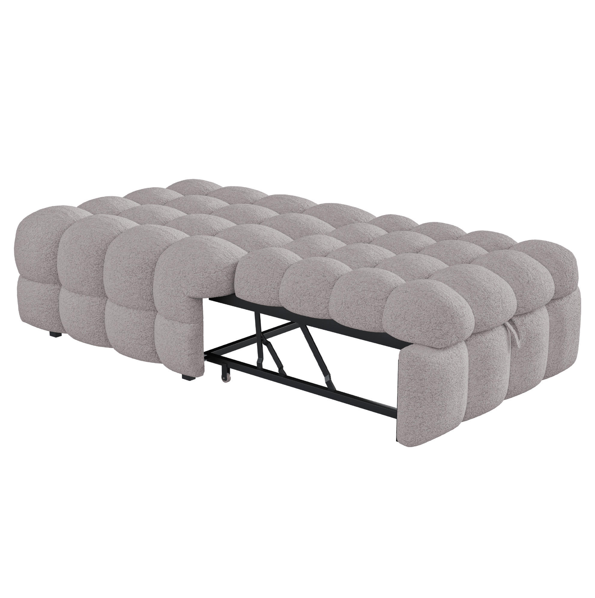 SCHLAFSOFA 2-in-1 aus Teddy-Stoff, ausziehbar, 183/76/42 cm, Grau - Grau, Textil (76/42/183cm) - Redom
