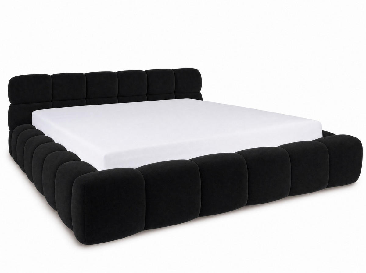 POLSTERBETT Miley Schwarz 200/200 cm Samt mit Bettkasten - Schwarz, Holz/Textil (200/200cm) - wonello