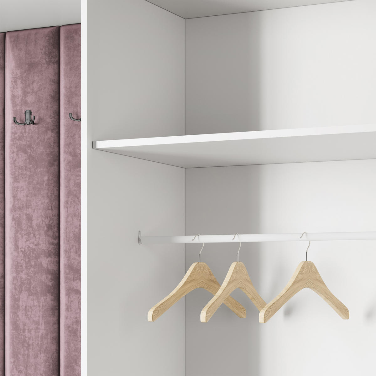GARDEROBENSCHRANK REMA 120/240/60 cm Modern Garderobe-Set Eiche Lefkas - Eichefarben/Lila, Holzwerkstoff (120/240/60cm) - MASSENO
