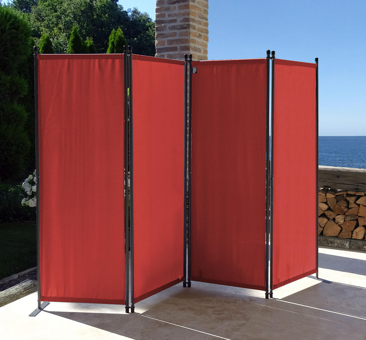 PARAVENT 4-tlg. 220x165 cm Rotorange RAL 2001 - Terra cotta, Metall (220/165cm) - QUICK STAR