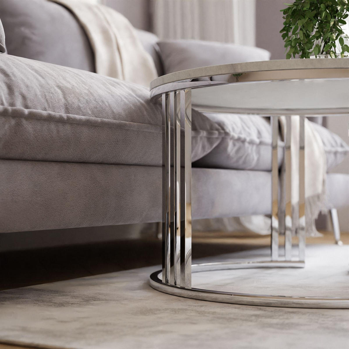 COUCHTISCH 2 in 1 LORI LEVANTO verchromt silber - Silberfarben, Holzwerkstoff (70/70/49cm) - Lookway