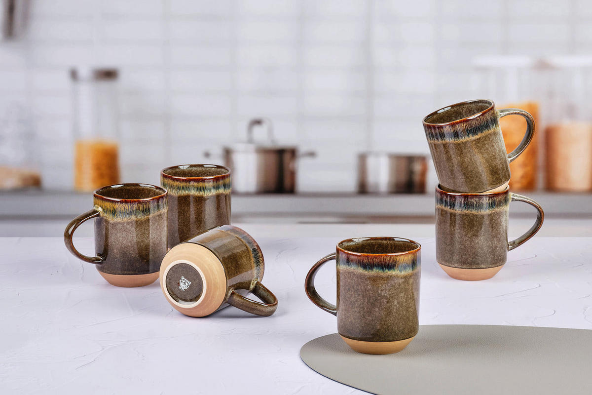 BECHER Genesis 400ml - 6er-Set - Basalt - Braun, Keramik (0.4L) - Björn