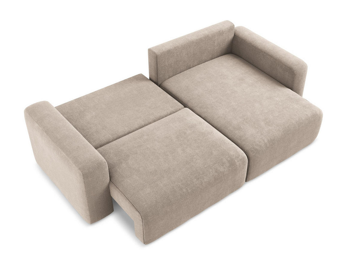 ECKSOFA mit Schlaffunktion rechts Chenille Stoff Beige - Beige/Schwarz, Kunststoff/Textil (244/149cm) - Makamii