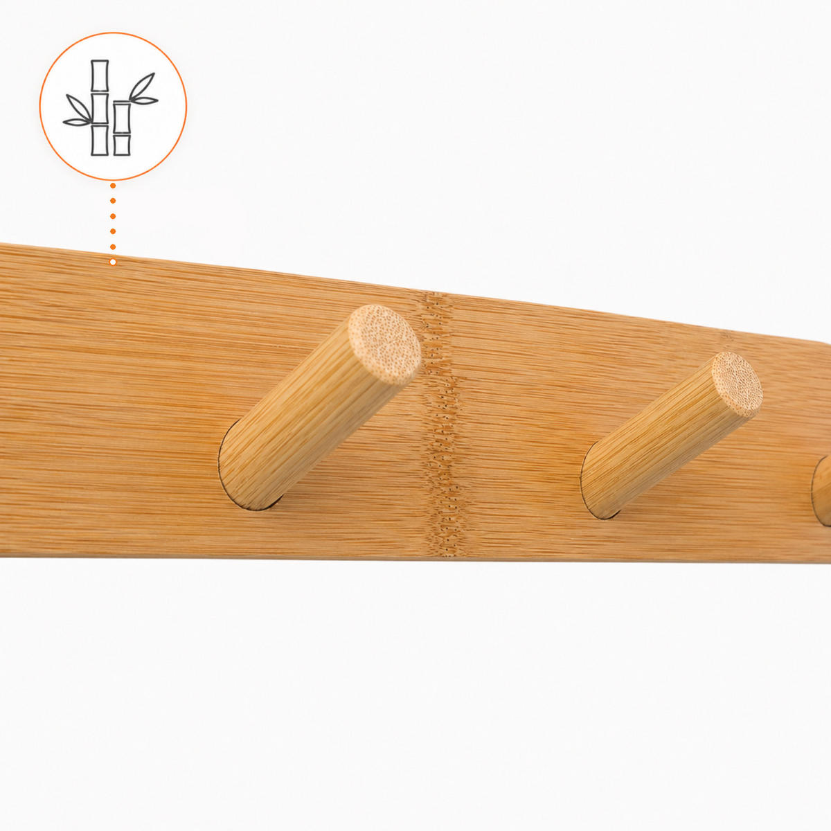 WANDGARDEROBE Bambus Naturfarben 70 x 6 cm mit 7 Haken - Naturfarben, Naturmaterialien (70/6/6cm) - Begryf