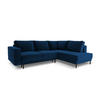 AUSKLAPPBARES-ECKSOFA rechts Caro aus Samt königsblau 5 Sitzplätze - Blau, Textil (187/247cm) - Micadoni