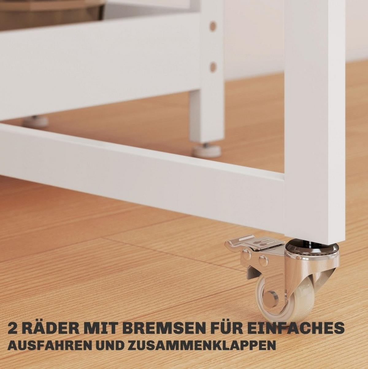 ESSTISCH 133,4/80/75 cm klappbar mit 2 offenen Ablagen und Rollen, Weiß - Weiß, Holz (133.4/80/75cm) - Redom
