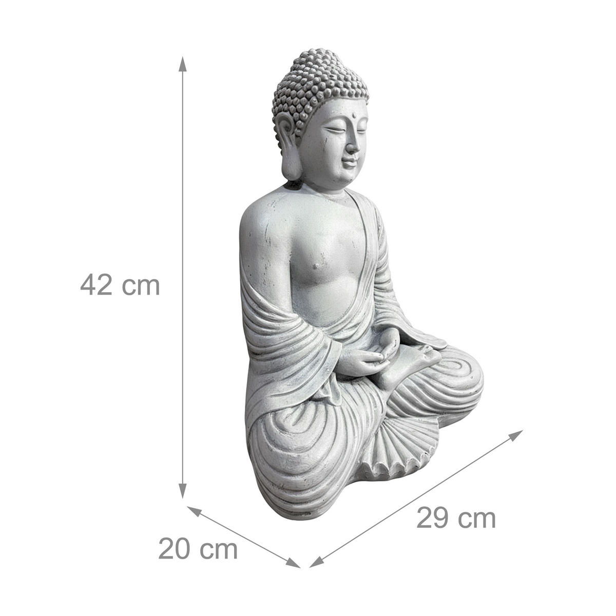 BUDDHA Figur - Grau, Kunststoff (29/42/20cm) - Relaxdays
