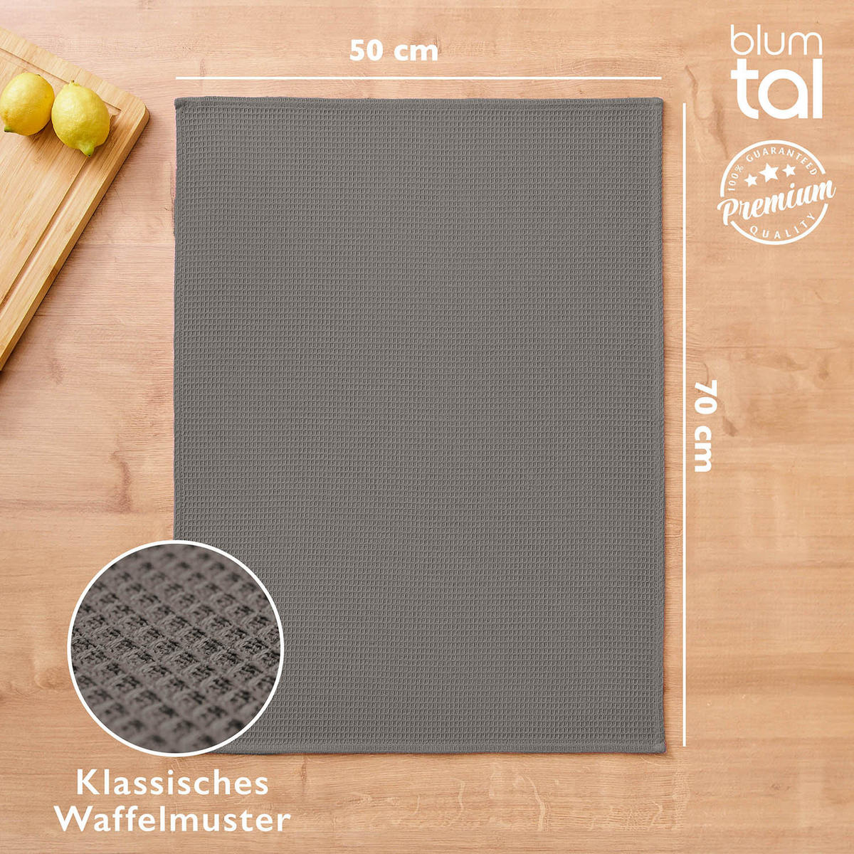 GESCHIRRTÜCHER Frigg 4er-Set, 50/70 cm, Anthrazit - Anthrazit, Textil (30/30cm) - Blumtal